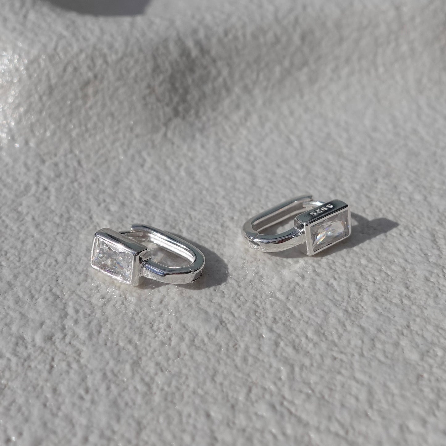Silver Square crystal Earrings