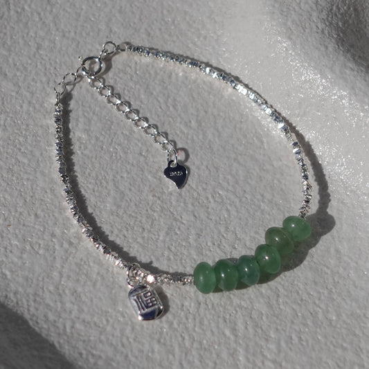 Silver Ethereal Jade Drop Bracelet