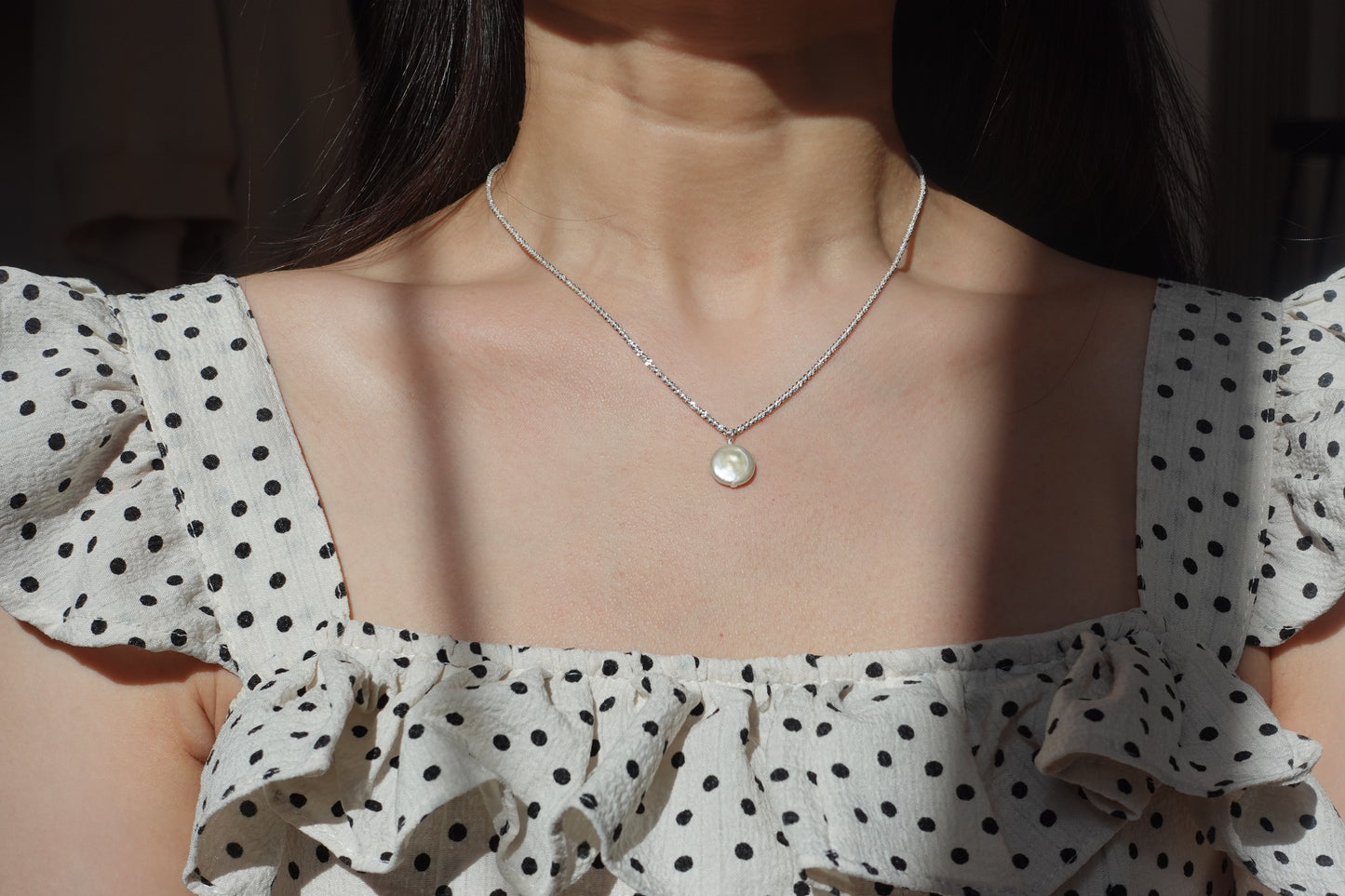 Silver Flat Pearl Necklace