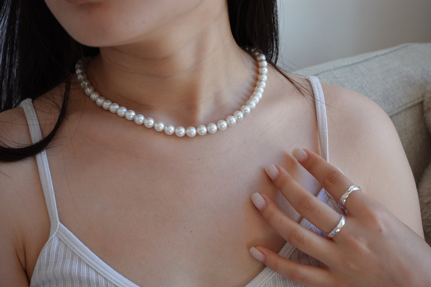 Silver Classic Luster Pearl Necklace