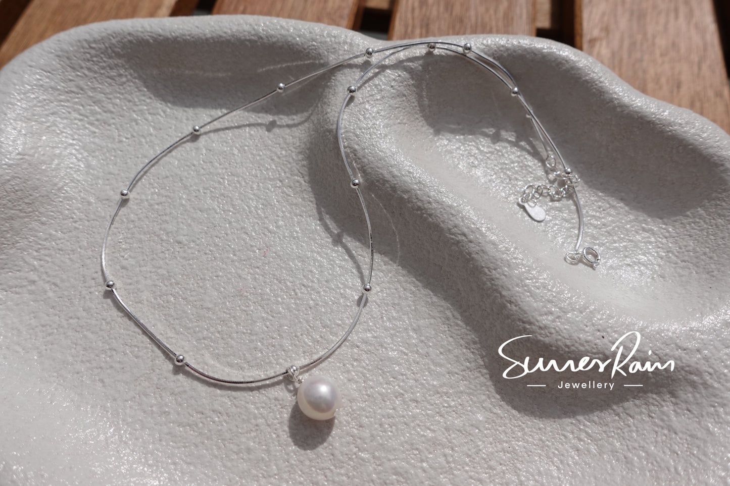 Silver Solitary Pearl Serenity Necklace